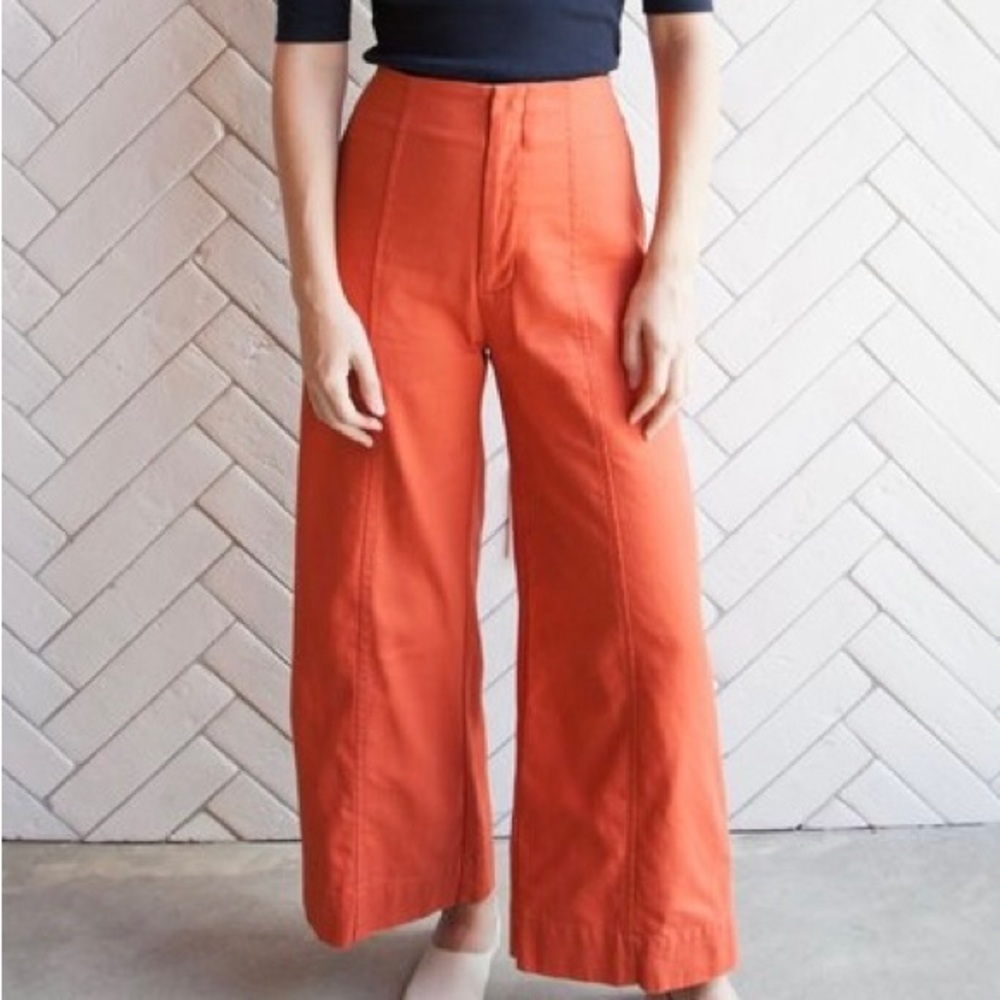 Esby Lucia Pant wide leg 100% cotton size 0. Coral color. Worn once.